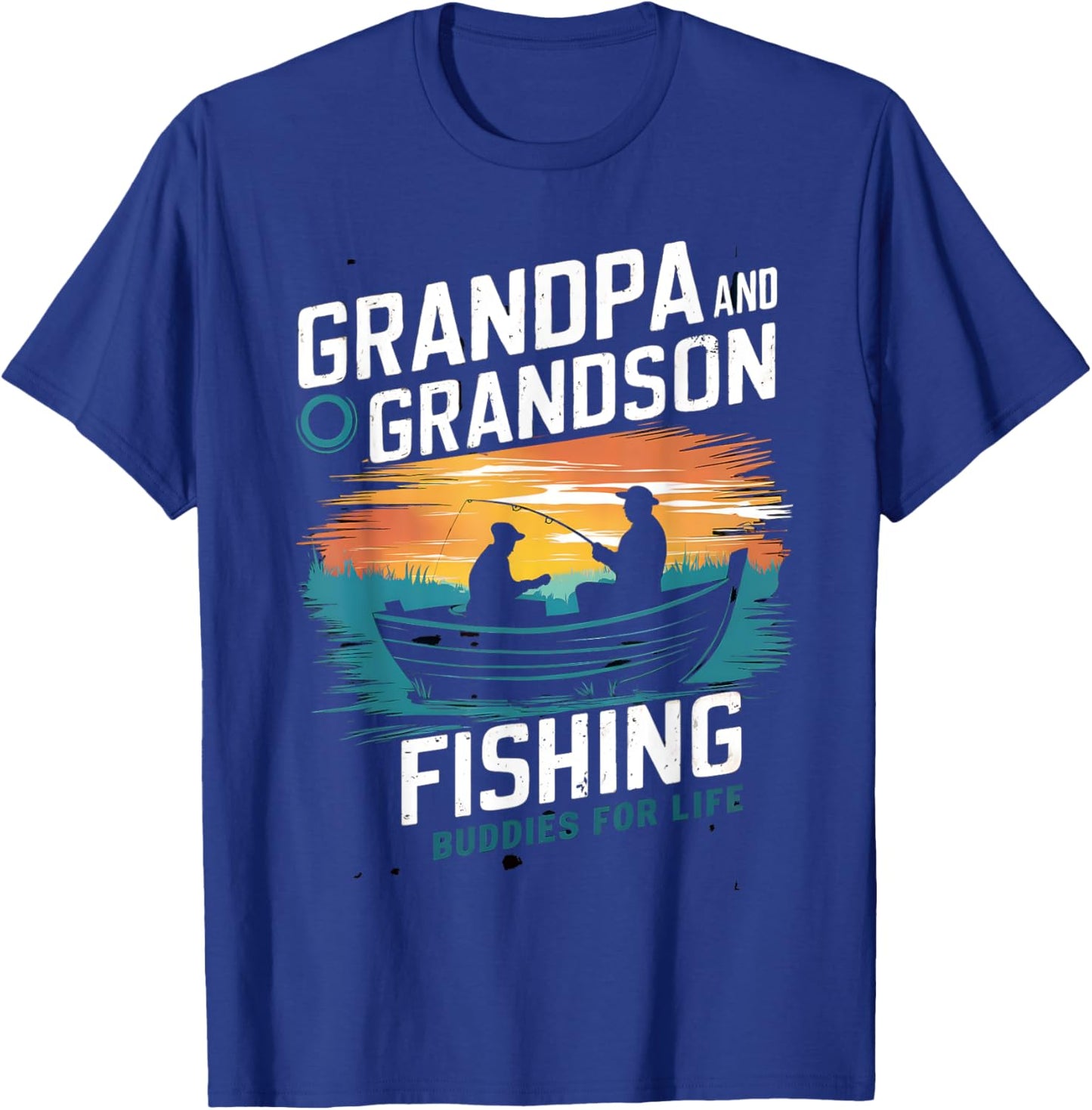Grandpa And Grandson Fishing Buddies For Life Matching Funny T-Shirt - T-Shirt | Royal