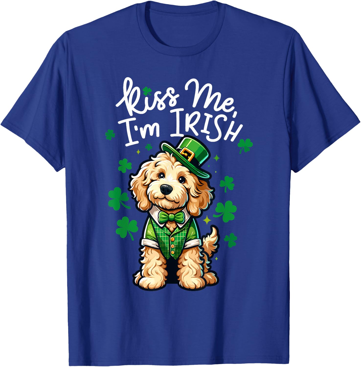 Kiss Me Im Irish Doodle Kids Men Women Funny St Patricks Day T-Shirt - T-Shirt | Royal