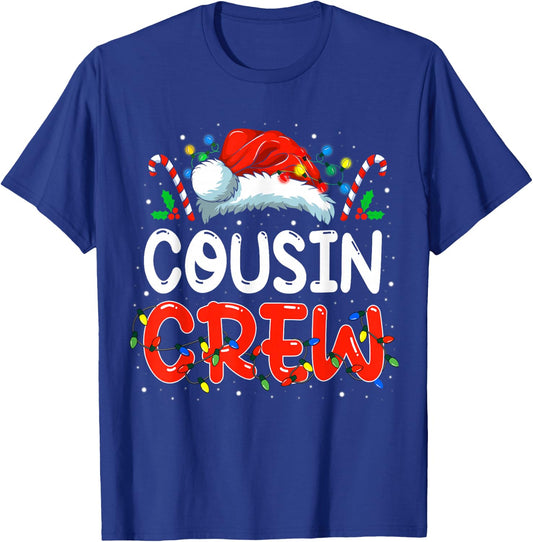 Christmas Cousin Crew Santa Hat Men Women Kids T-Shirt - T-Shirt | Royal