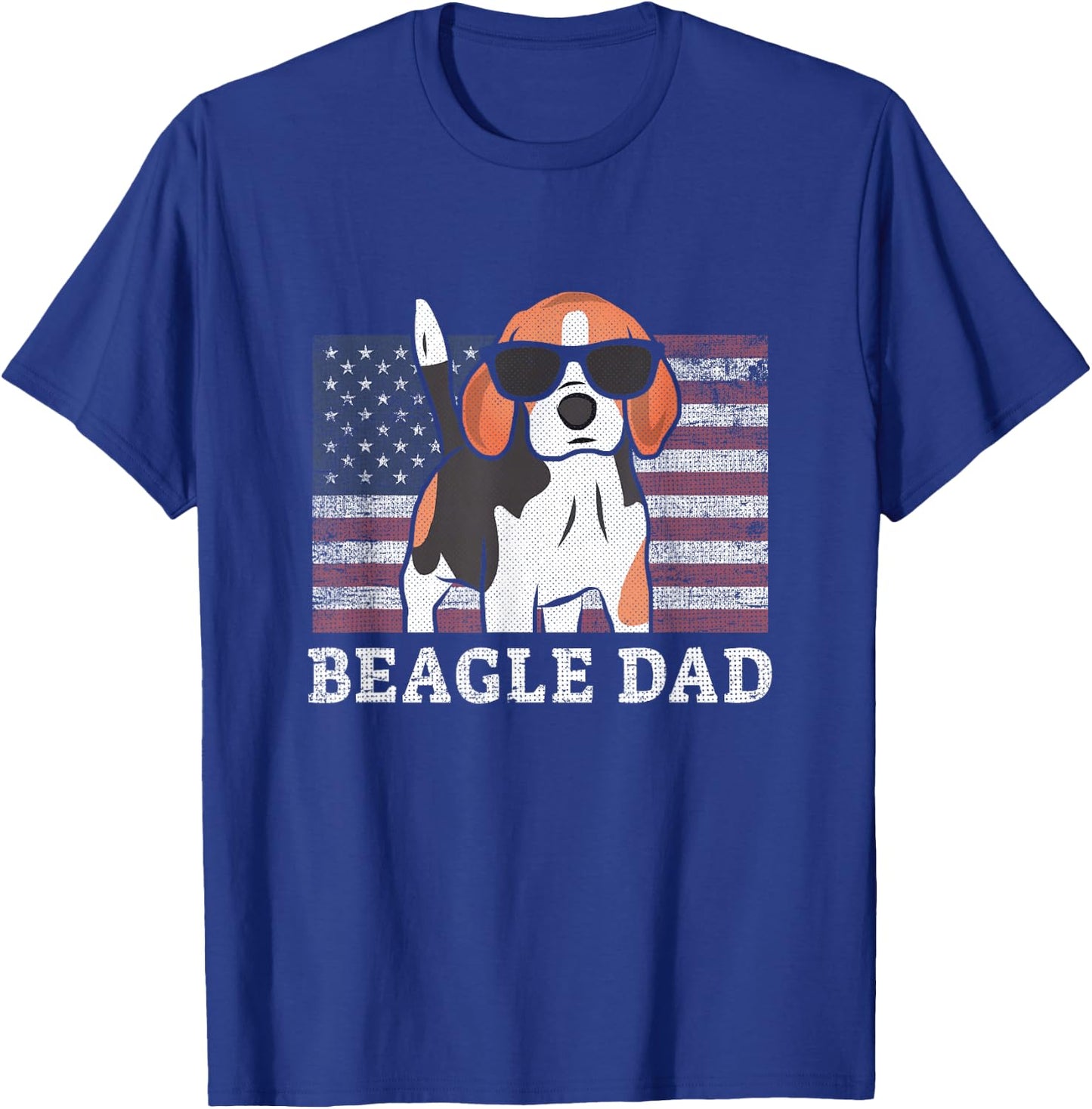 Beagle Dad American Flag 4th of July Patriotic Beagle Design T-Shirt - T-Shirt | Royal