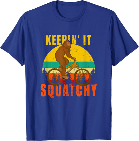 Keepin' It Squatchy Bigfoot Bike Riding T-Shirt - T-Shirt | Royal