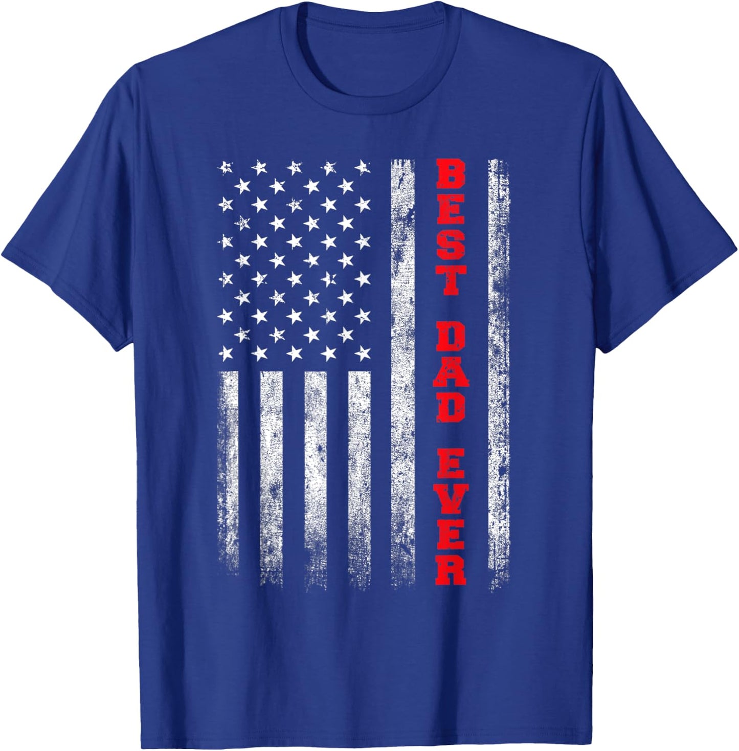 Vintage Best Dad Ever American Flag Proud Dad Father Gifts T-Shirt - T-Shirt | Royal