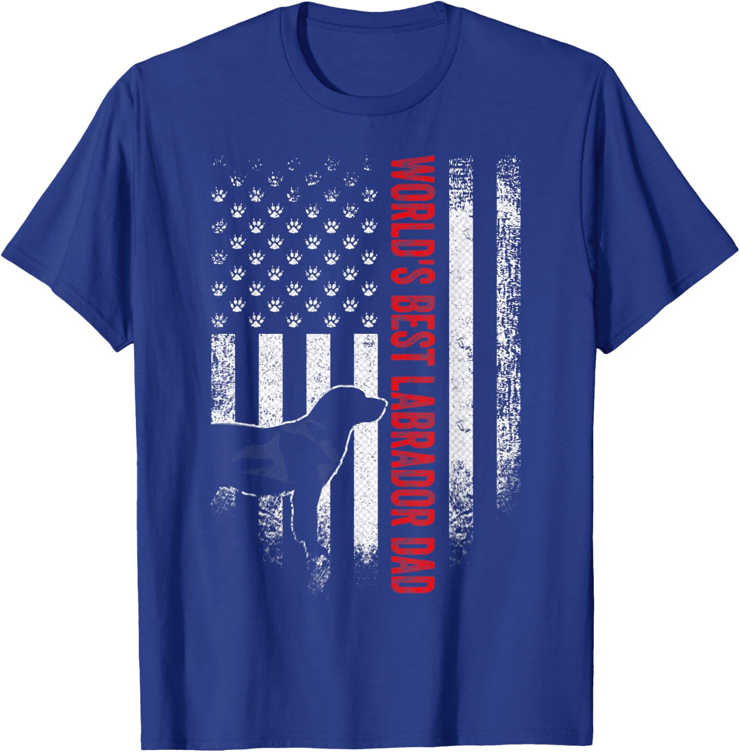 Vintage American Flag World's Best Labrador Retriever Dad Women Men T-Shirt - T-Shirt | Royal