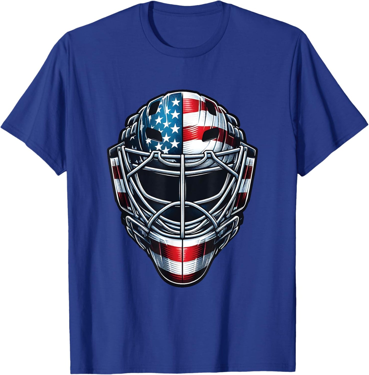 Hockey Goalie Mask 4th of July American Flag USA Fathers Day T-Shirt - T-Shirt | Royal