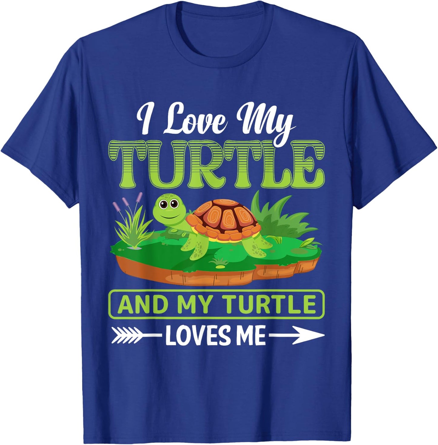 I Love My Turtle And My Turtle Loves Me | Tortoise T-Shirt - T-Shirt | Royal