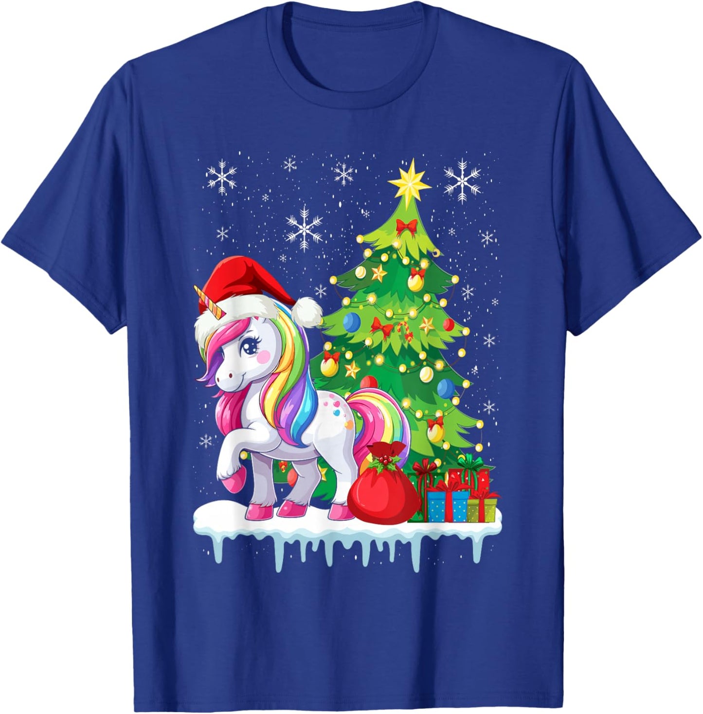 Unicorn Ugly Christmas Sweater Xmas Toddler Girls Kids Women T-Shirt - T-Shirt | Royal