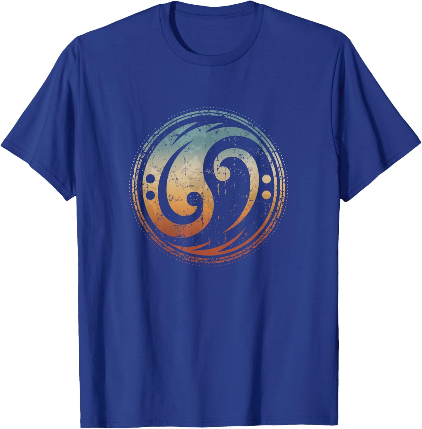 Bass Guitar Clef Yin Yang Vintage for Bassist & Bass Player T-Shirt - T-Shirt | Royal