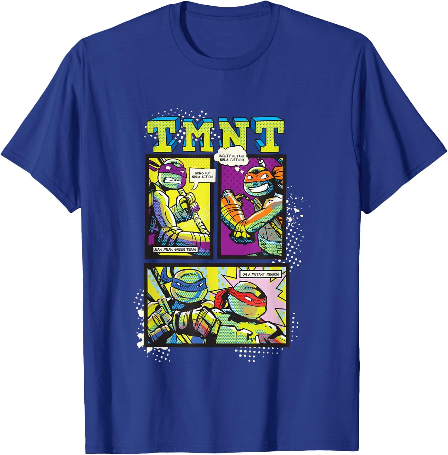 Teenage Mutant Ninja Turtles Retro Neon Comic Book Panels T-Shirt - T-Shirt | Royal