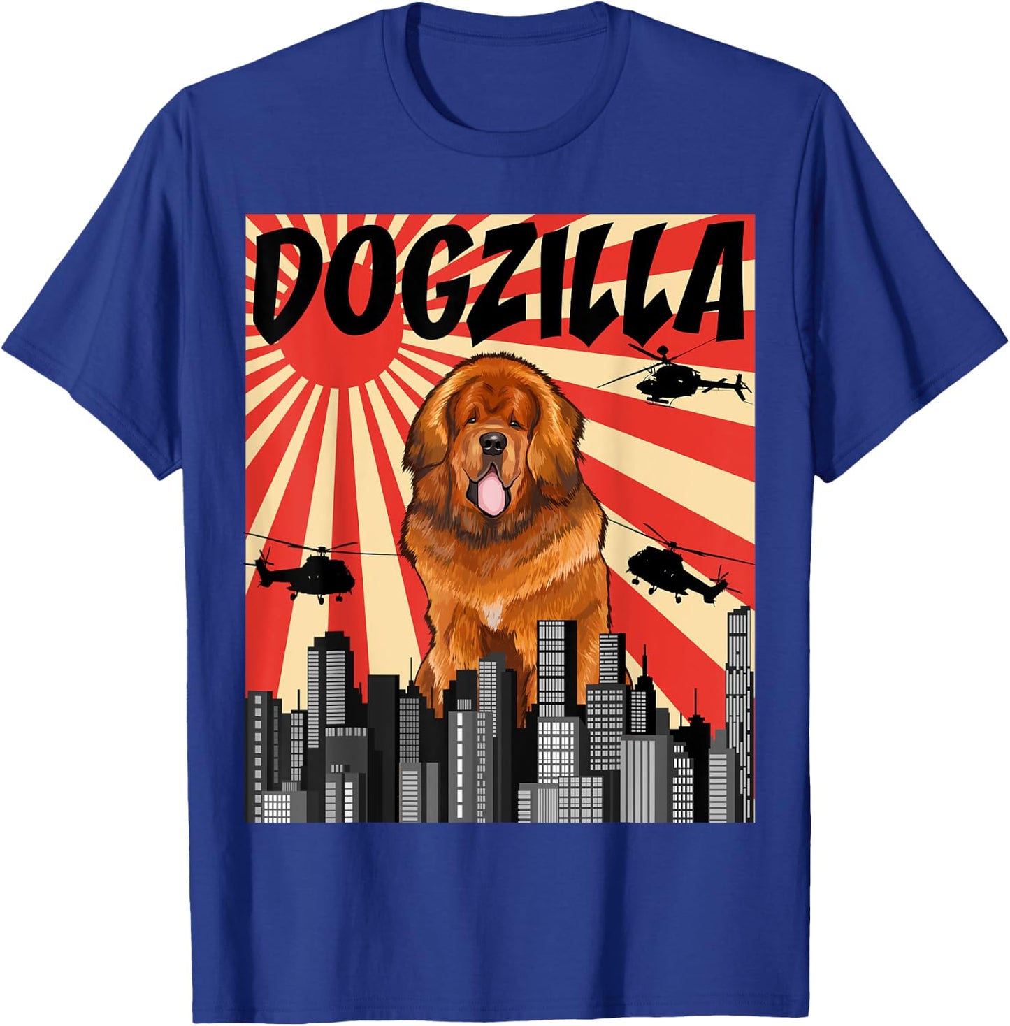 Funny Retro Japanese Dogzilla Tibetan Mastiff T-Shirt - T-Shirt | Royal