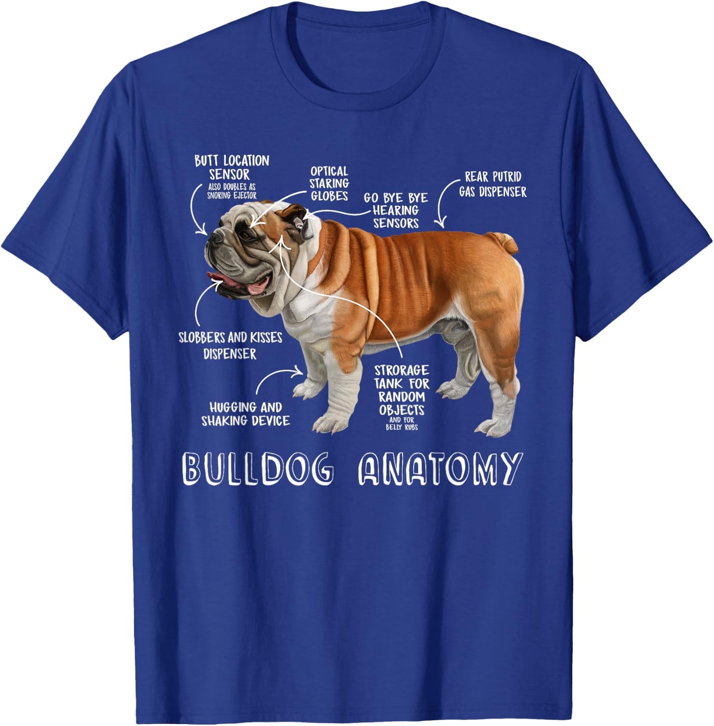 Cute English Bulldog Anatomy Dog Lover Funny Gift T-Shirt - T-Shirt | Royal