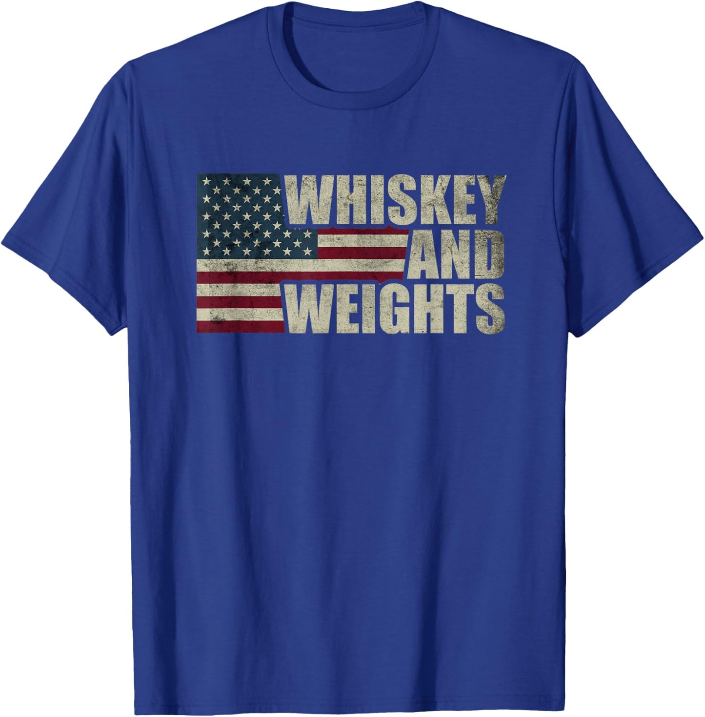 Whiskey And Weights Whiskey Lover Vintage USA American Flag T-Shirt - T-Shirt | Royal