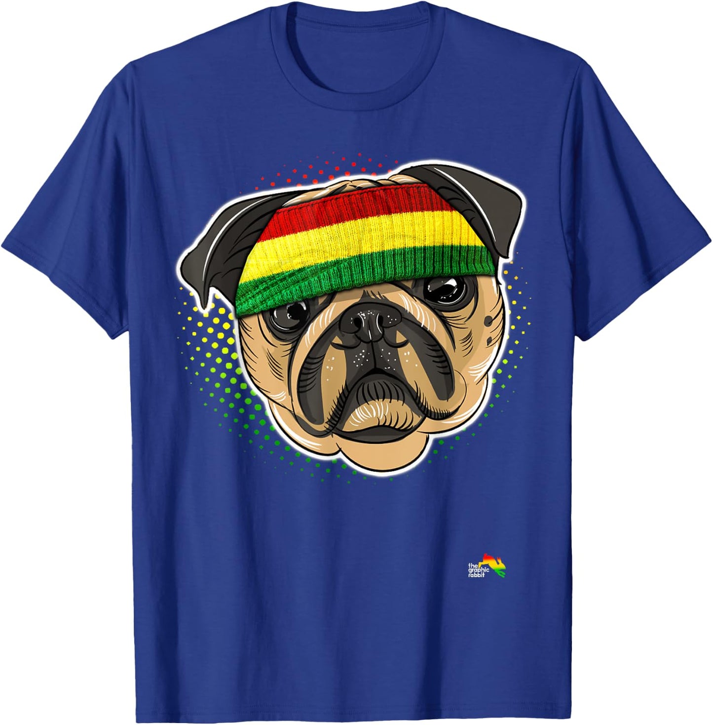 Reggae Pug Dog Rastafarian Animal - Puggle Men Women Kids T-Shirt - T-Shirt | Royal