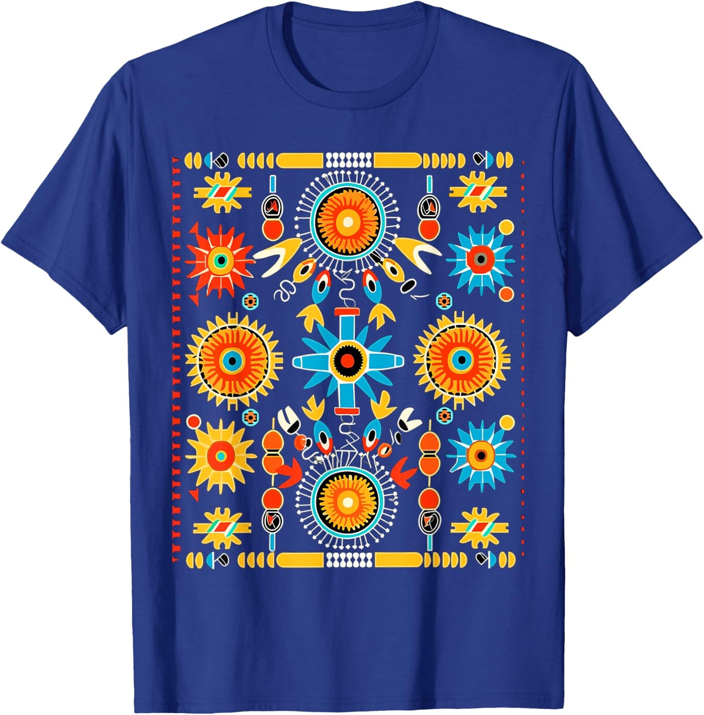 Native American Tribal Art Navajo Textile Design Style T-Shirt - T-Shirt | Royal