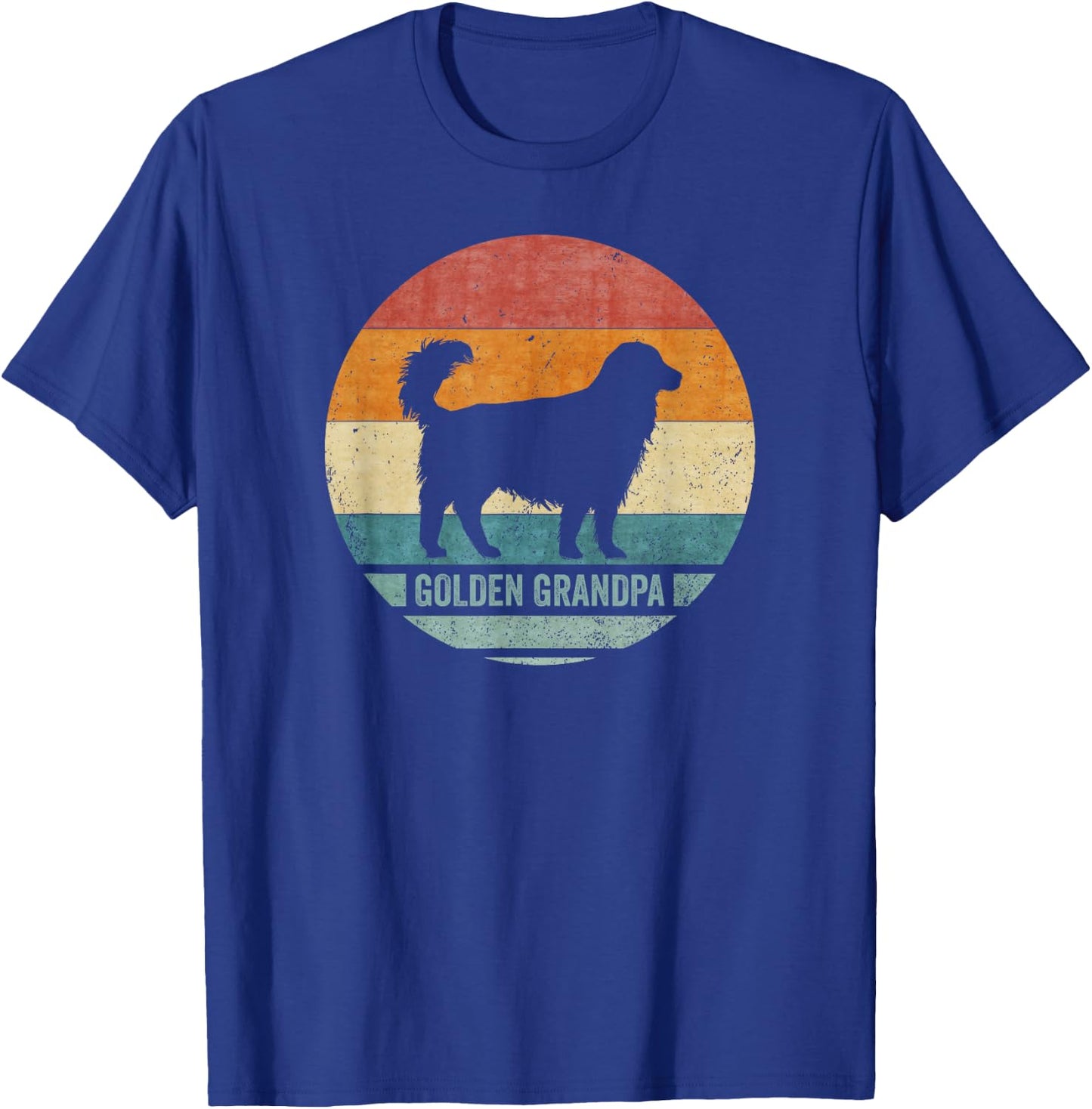 Vintage Retro Golden Retriever Dog Grandpa Silhouette Sunset T-Shirt - T-Shirt | Royal