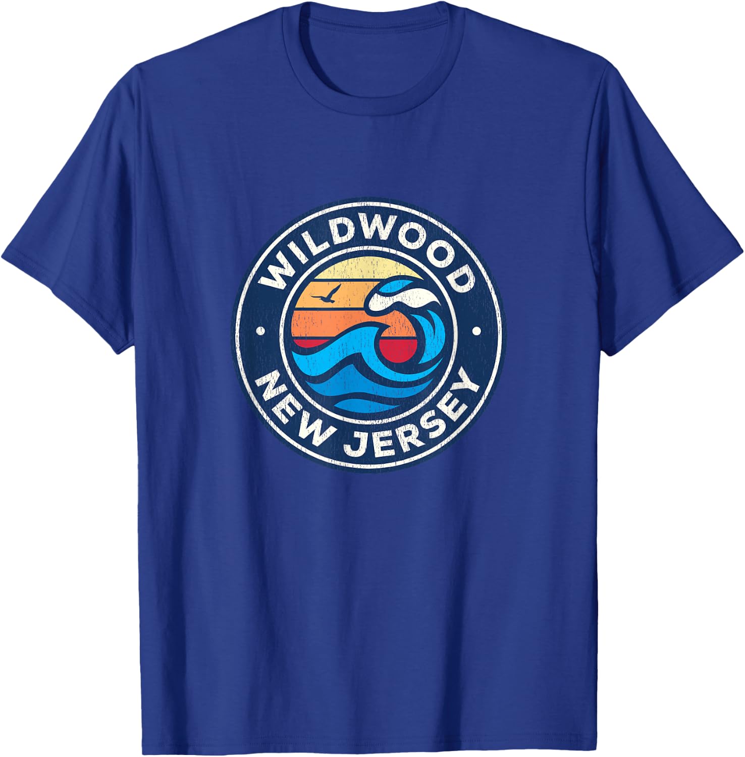 Wildwood New Jersey NJ Vintage Nautical Waves Design T-Shirt - T-Shirt | Royal