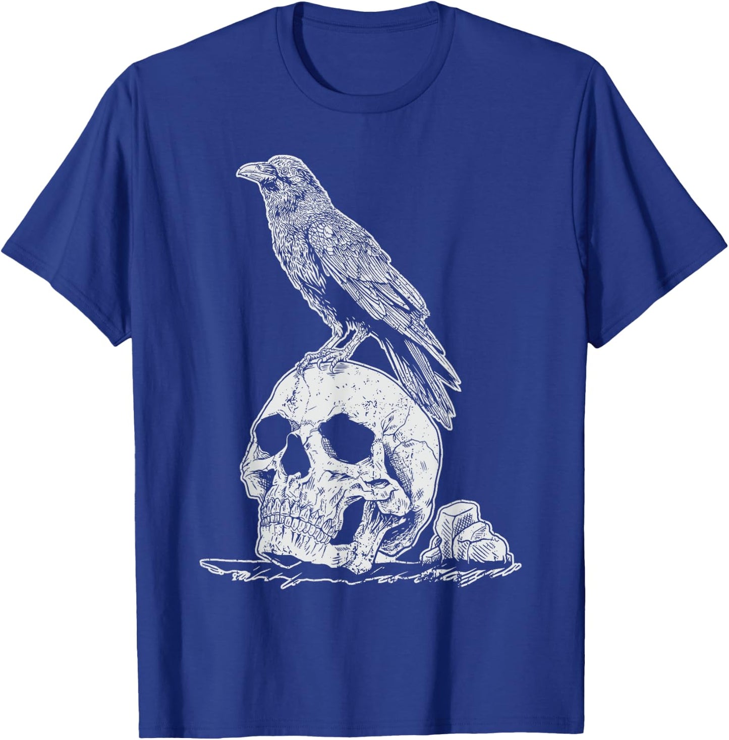 Gothic Animal Raven Creepy Bird Skull Spooky Viking Crow T-Shirt - T-Shirt | Royal