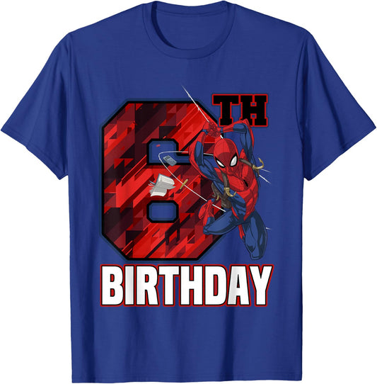 Marvel Spider-Man Web Swing 6th Birthday T-Shirt - T-Shirt | Royal