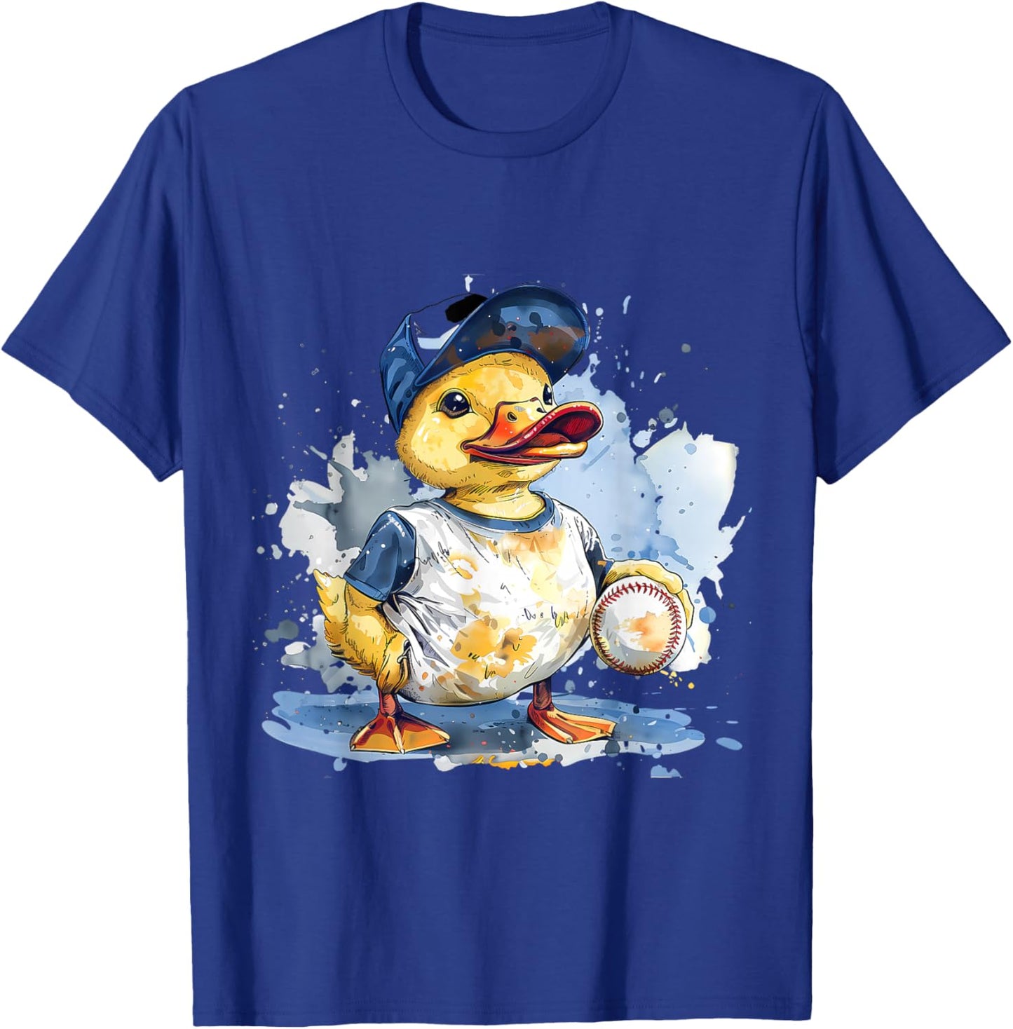 Baseball Player Rubber Duck Watercolor Sport T-Shirt - T-Shirt | Royal