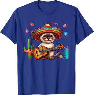 Siamese Cat Sombrero Mexican Guitar Cinco De Mayo Owner Men Women Kids T-Shirt - T-Shirt | Royal