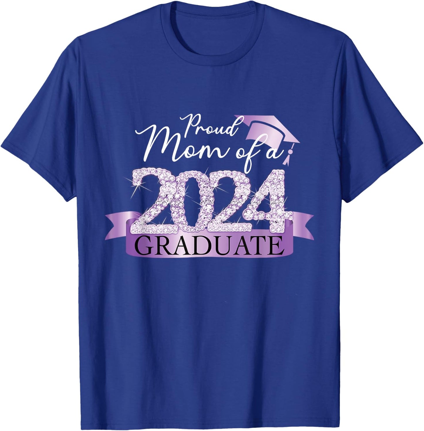 Purple Black Proud Mom Of A 2024 Graduate Decoration T-Shirt - T-Shirt | Royal