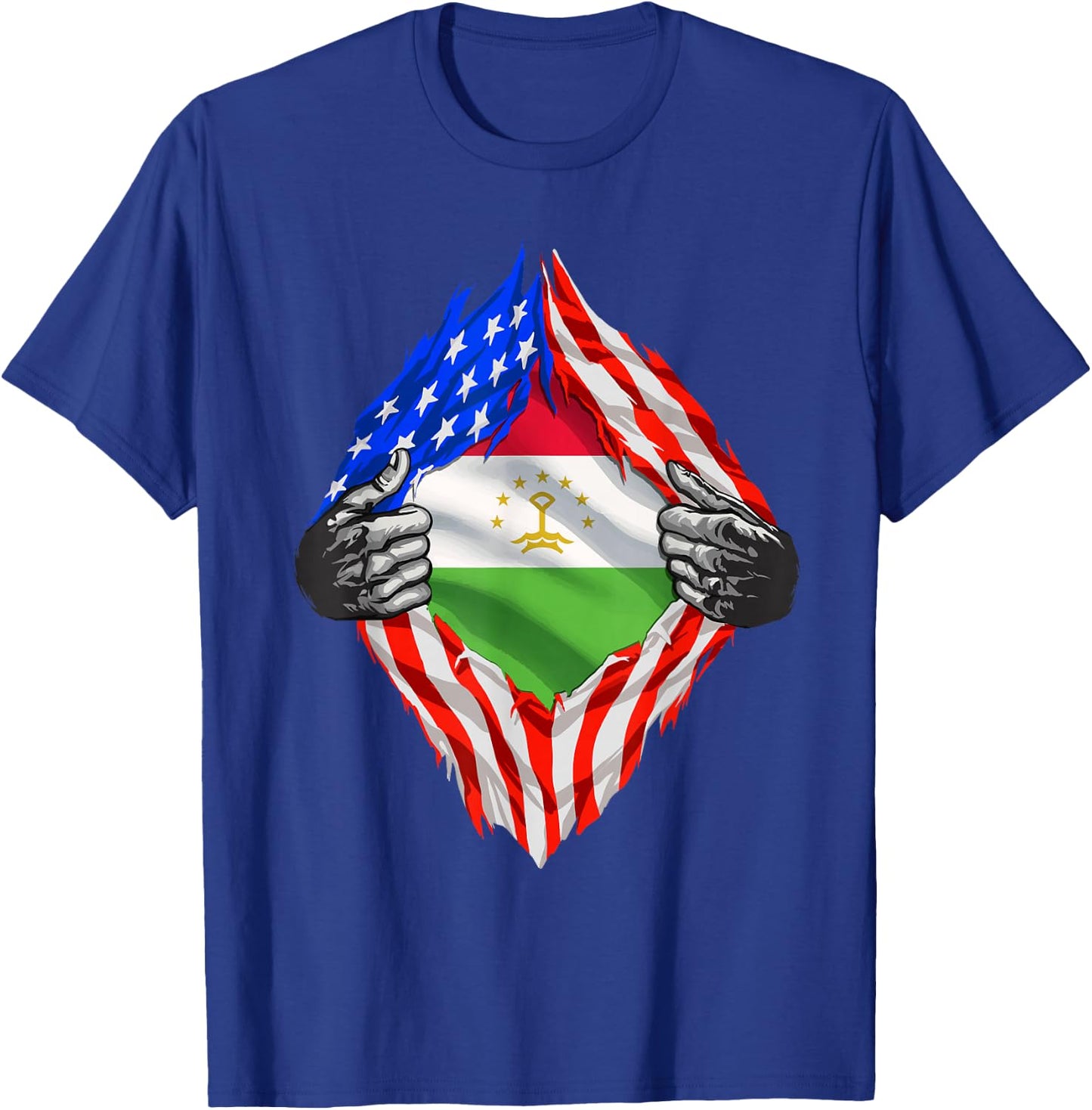 Super Tajik Heritage Proud Tajikistan Roots USA Flag T-Shirt - T-Shirt | Royal