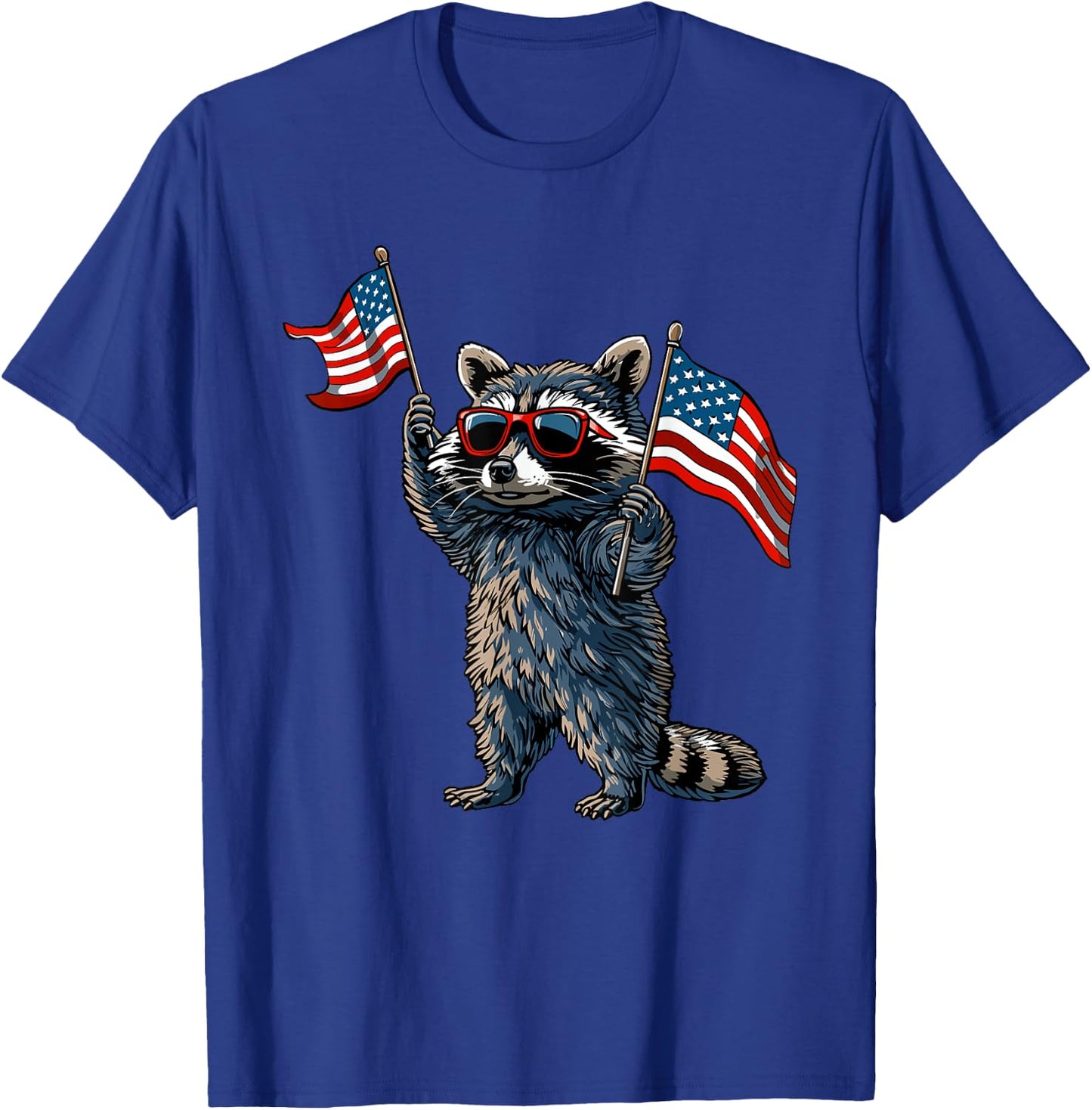 Raccoon Patriotic 4th Of July USA American Flag T-Shirt - T-Shirt | Royal