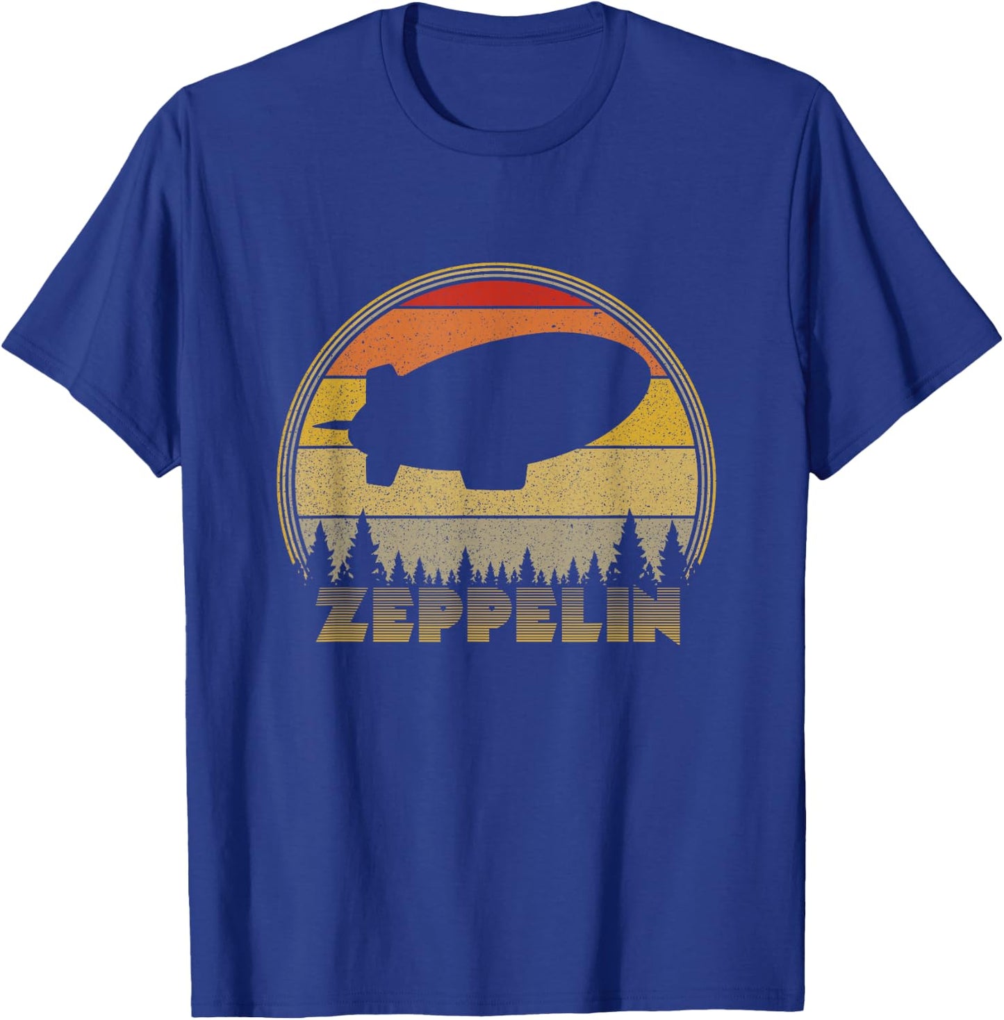 Zeppelin Retro Vintage Sunset 70s 80s Distressed Dirigible T-Shirt - T-Shirt | Royal