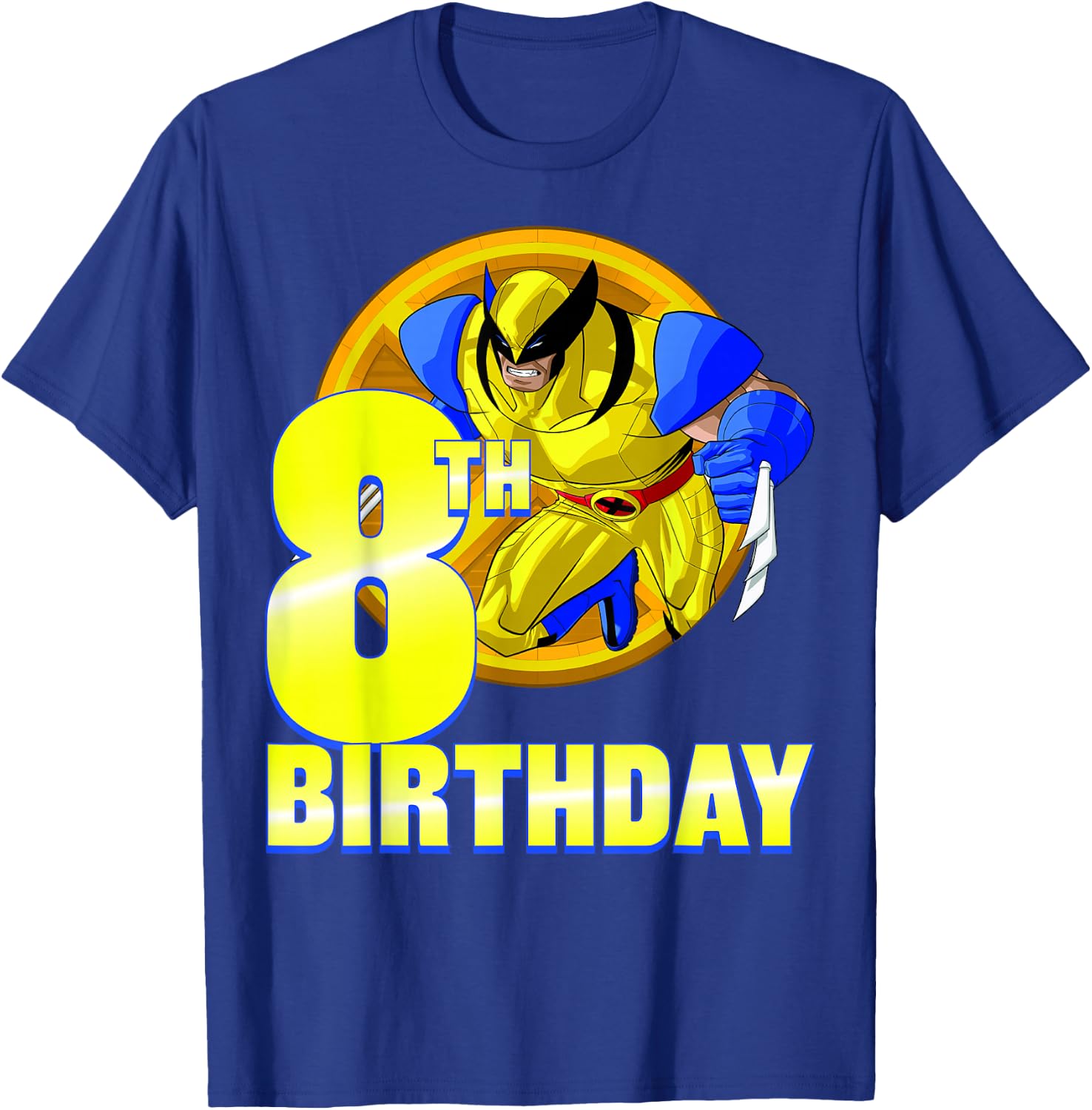 Marvel X-Men Wolverine 8th Birthday Badge T-Shirt - T-Shirt | Royal