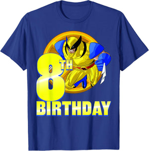 Marvel X-Men Wolverine 8th Birthday Badge T-Shirt - T-Shirt | Royal