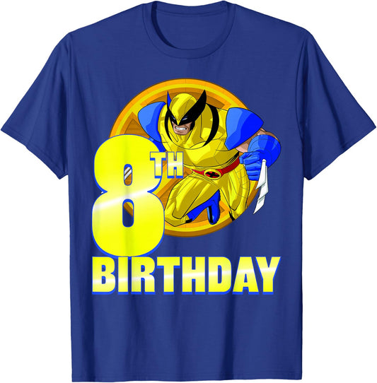 Marvel X-Men Wolverine 8th Birthday Badge T-Shirt - T-Shirt | Royal