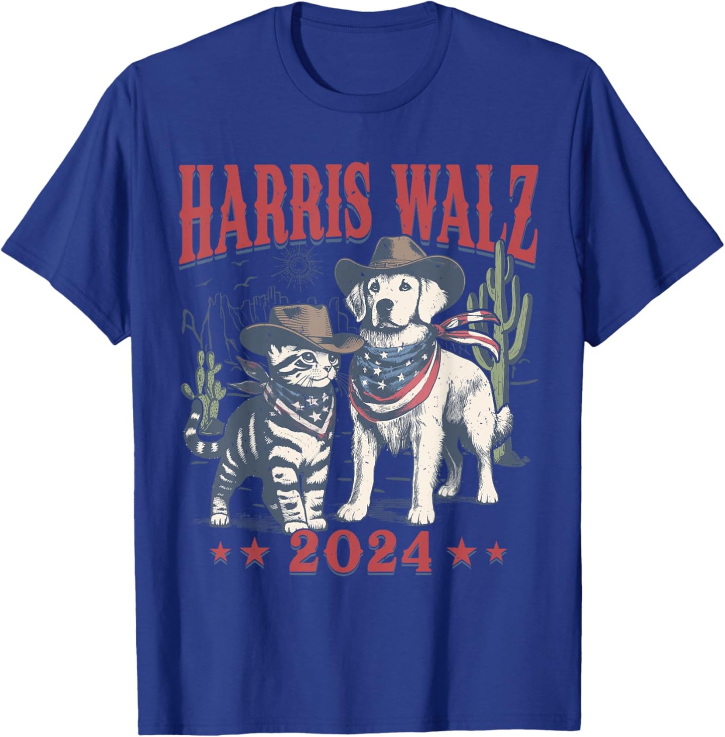 Harris Walz Cowboy This Childless Cat Dog Lady Kamala T-Shirt - T-Shirt | Royal