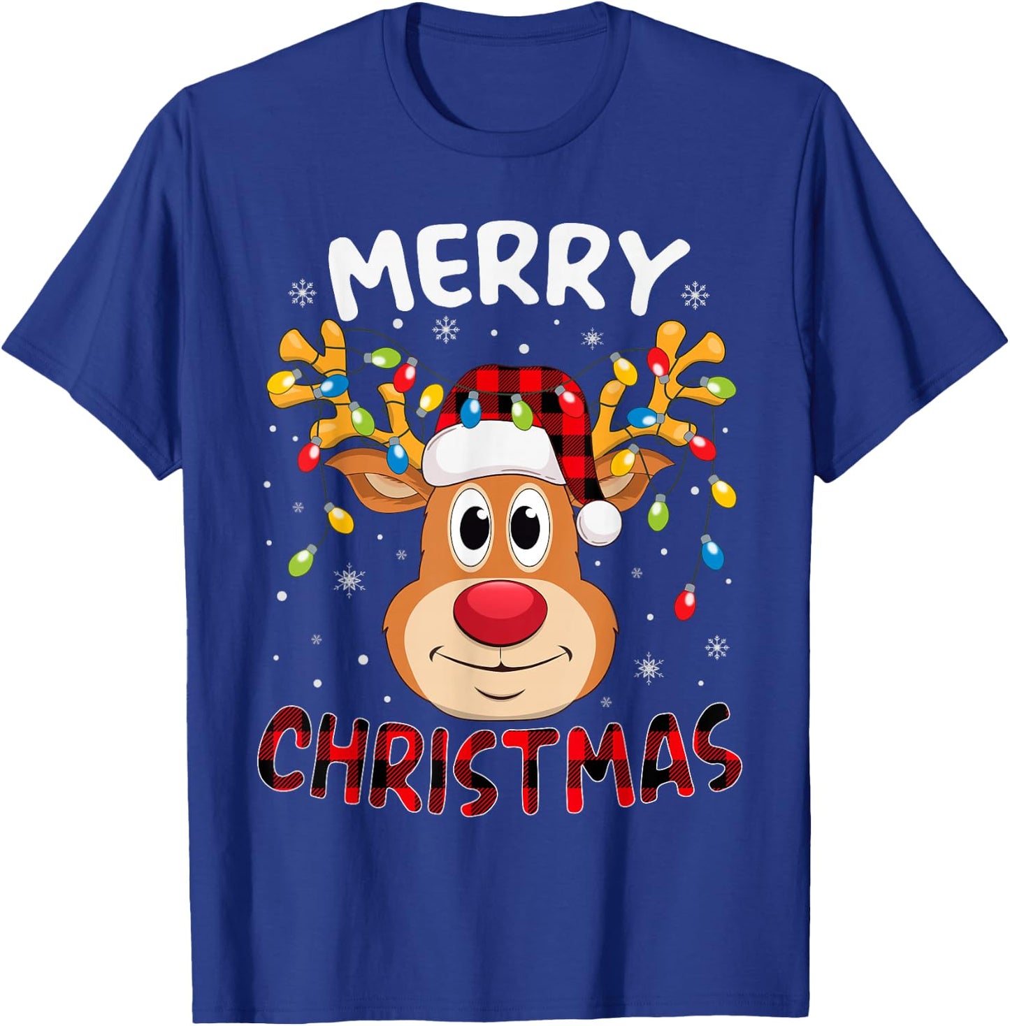Merry Christmas Reindeer Xmas Family Men Women Kids T-Shirt - T-Shirt | Royal
