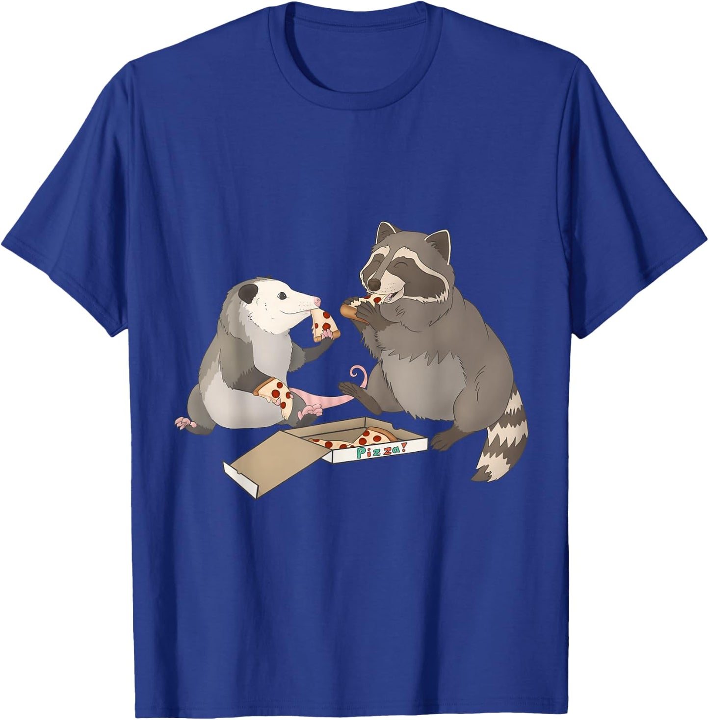 Possum and Raccoon eating pizza T-Shirt - T-Shirt | Royal