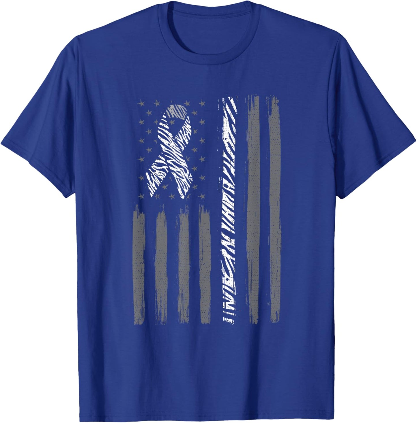 Zebra ribbon us flag carcinoid cancer awareness T-Shirt - T-Shirt | Royal