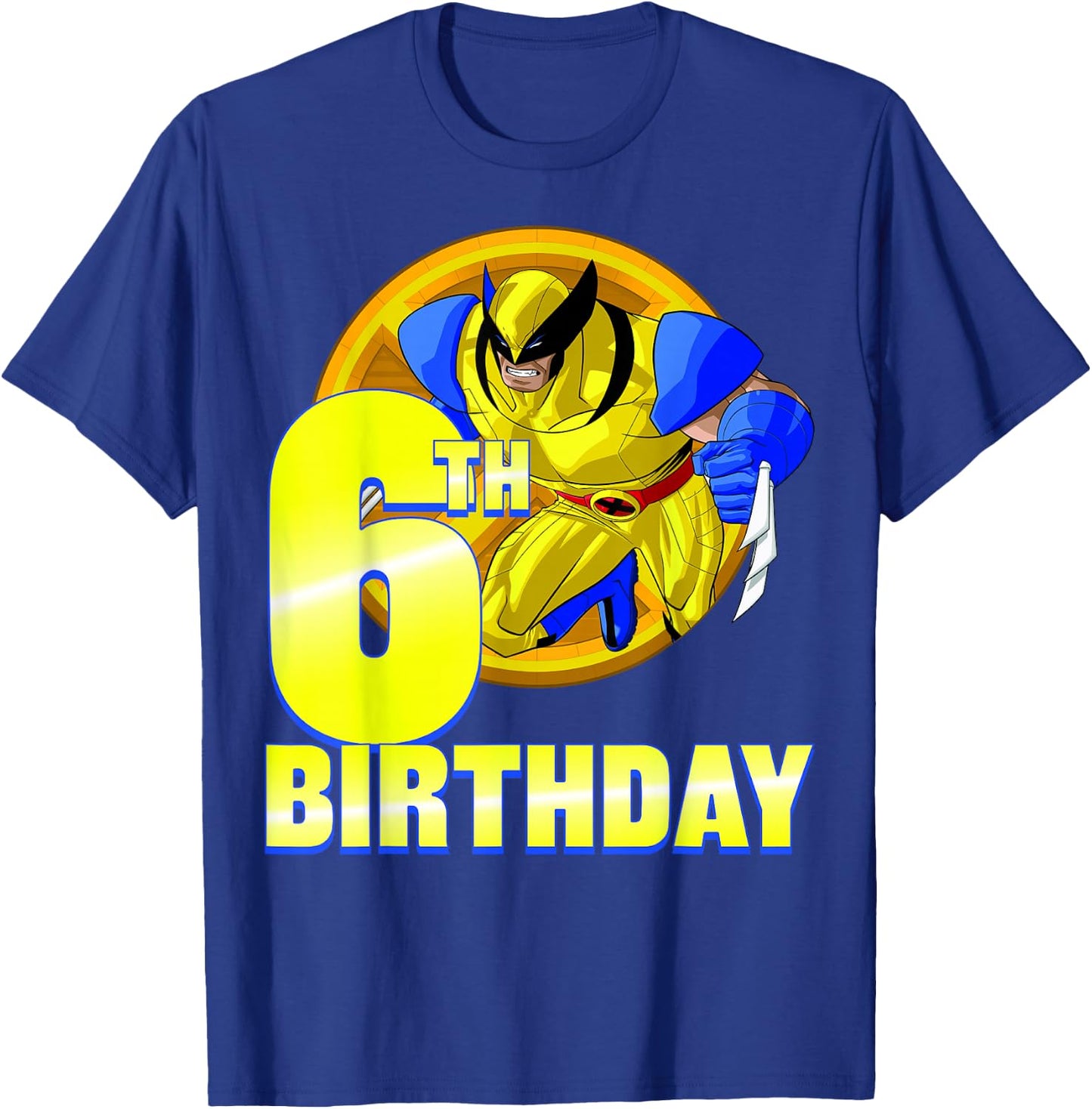 Marvel X-Men Wolverine 6th Birthday Badge T-Shirt - T-Shirt | Royal