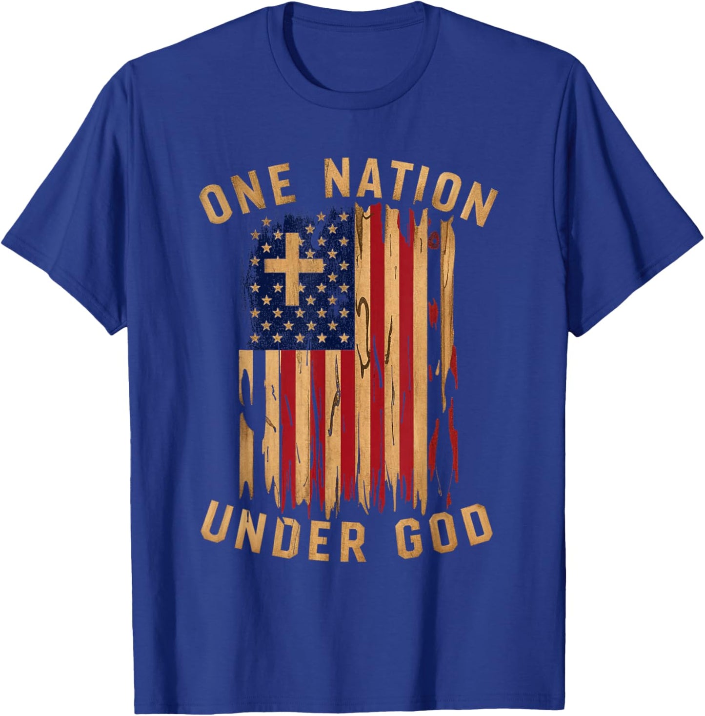 Under God Patriotic Christian Flag Men T-Shirt - T-Shirt | Royal