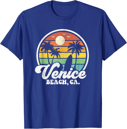 Vintage Venice Beach California CA Surfing Retro Surf Gift T-Shirt - T-Shirt | Royal