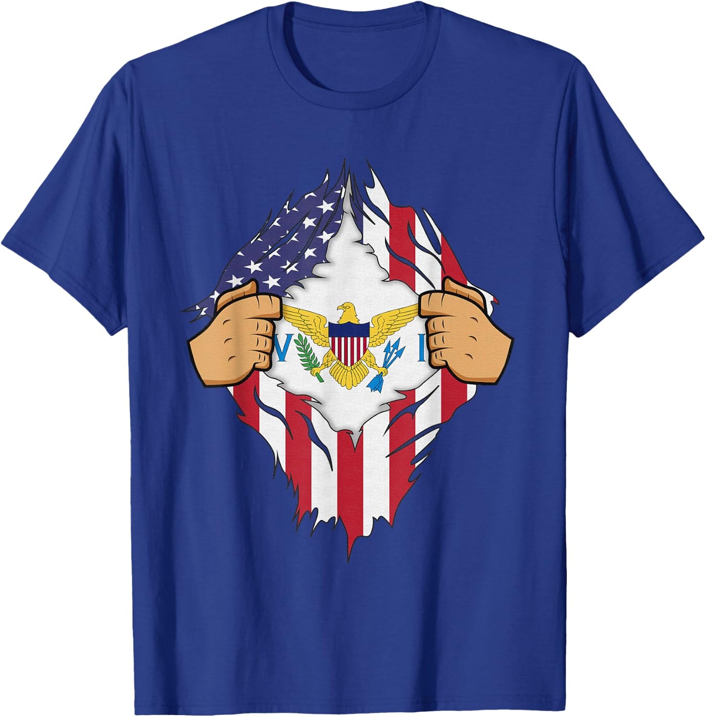 USVI FLAG US VIRGIN ISLANDS Men Women Kids Gift T-Shirt - T-Shirt | Royal