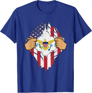 USVI FLAG US VIRGIN ISLANDS Men Women Kids Gift T-Shirt - T-Shirt | Royal
