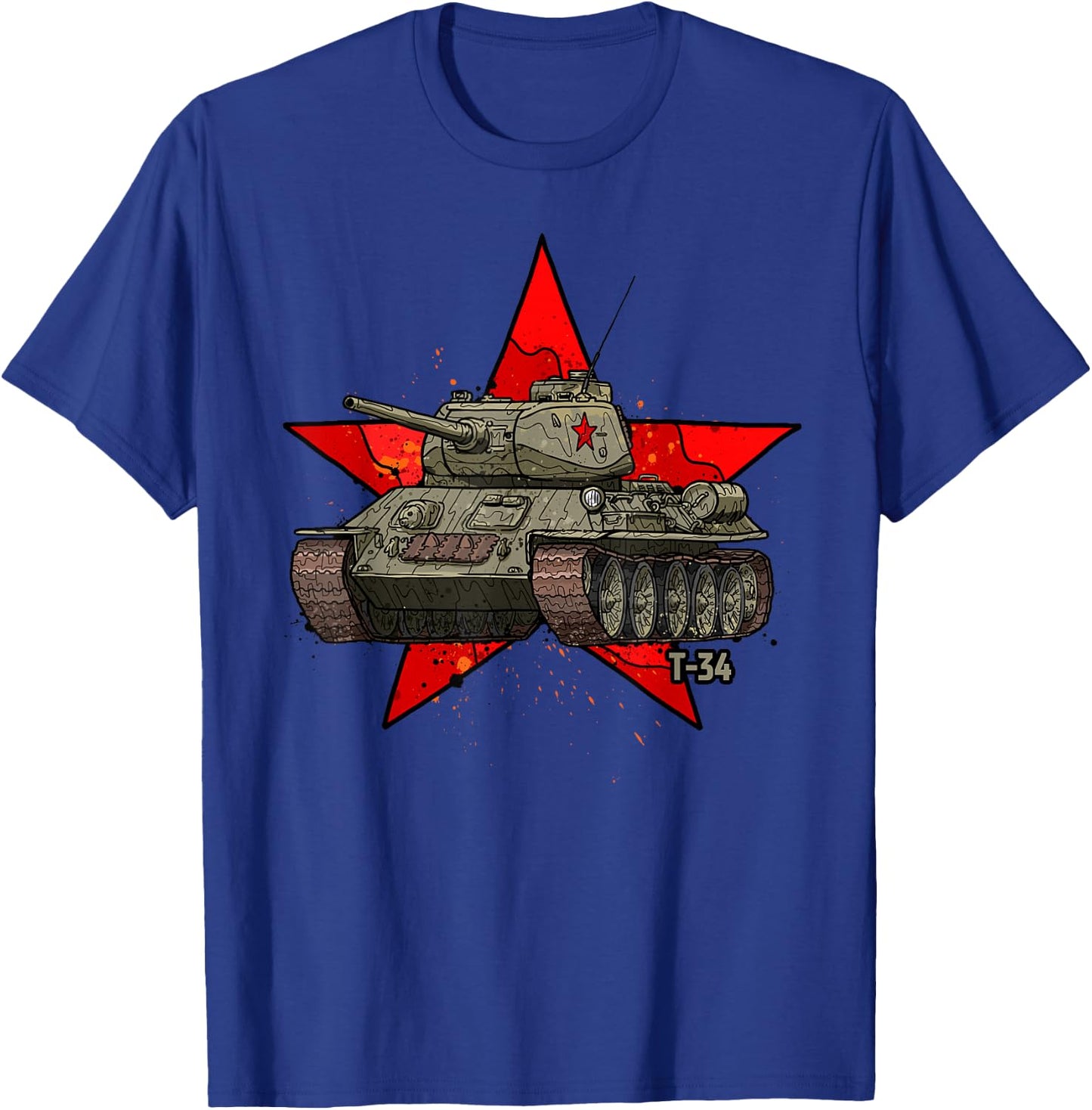 T-34 Soviet Tank WWII Russian Army Red Star T-Shirt - T-Shirt | Royal