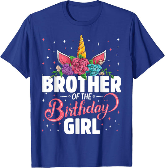 Brother Of The Birthday Girl Unicorn Girls Family Matching T-Shirt - T-Shirt | Royal