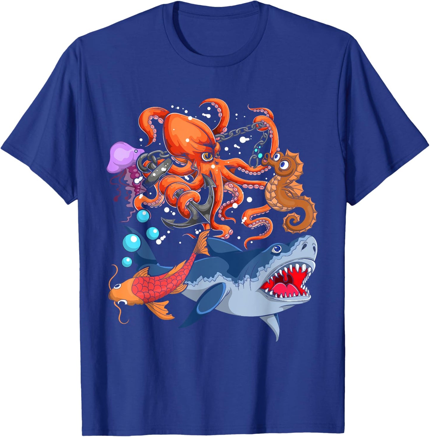 Octopus Jellyfish Seahorse Shark Zookeeper Kids Ocean Animal T-Shirt - T-Shirt | Royal