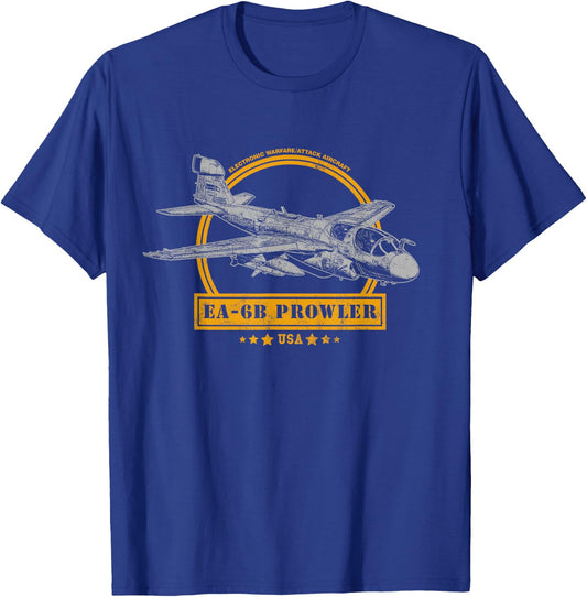 Military Aircraft Gifts & EA-6B Prowler Black Men's Small Classic Fit Short Sleeve Cotton 60% Polyester 40% T-Shirt - T-Shirt | Royal