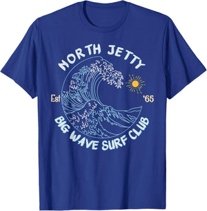 North Jetty Beach Big Wave Surf Club, surfing graphic T-Shirt - T-Shirt | Royal