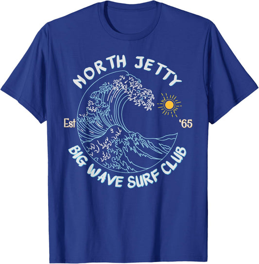 North Jetty Beach Big Wave Surf Club, surfing graphic T-Shirt - T-Shirt | Royal