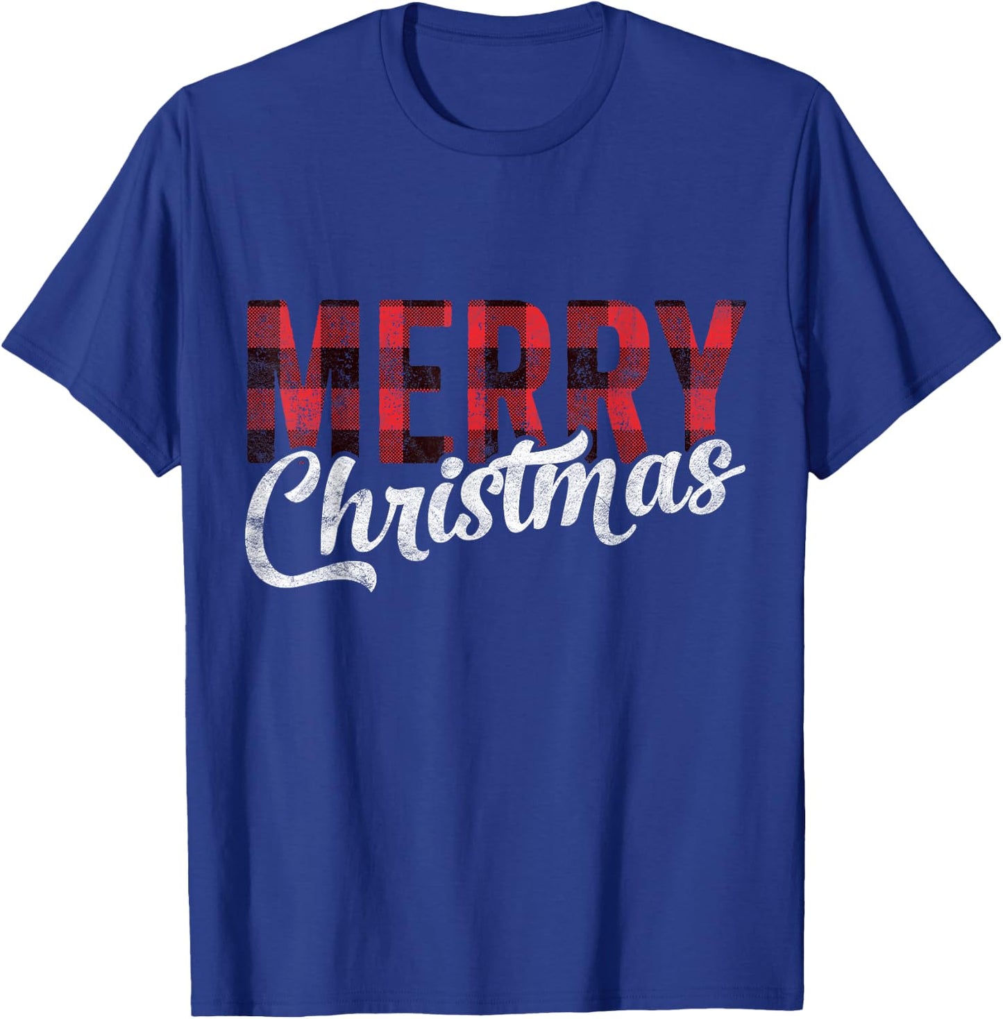 Merry Christmas Gift Family Xmas Red Buffalo Plaid Woman T-Shirt - T-Shirt | Royal