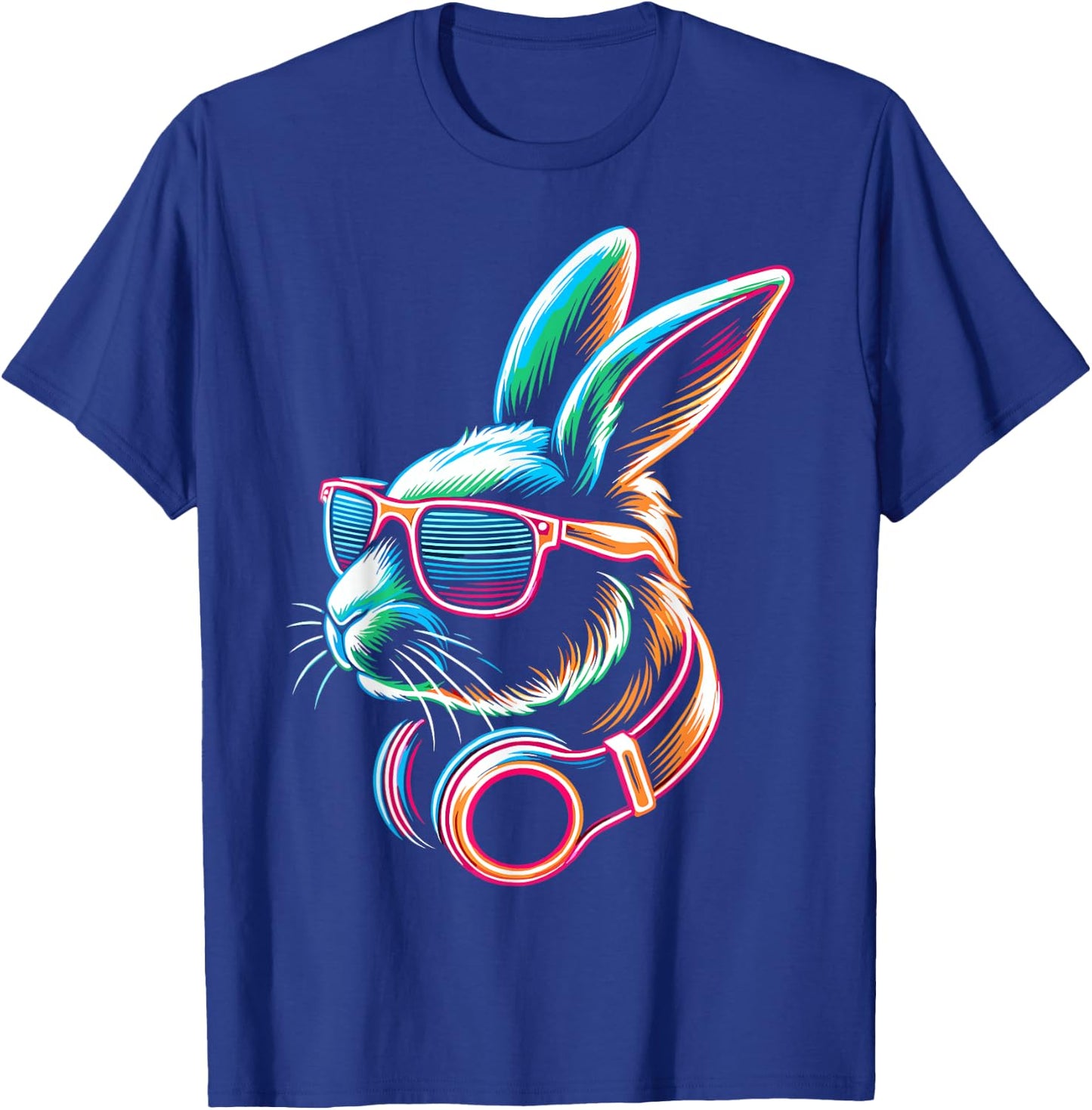 Bunny Rabbit With Sunglasses And DJ Headphones T-Shirt - T-Shirt | Royal