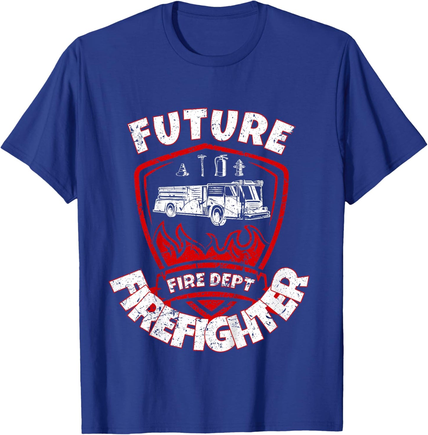 Future Firefighter Cute Kids Firetruck Fireman T-Shirt - T-Shirt | Royal