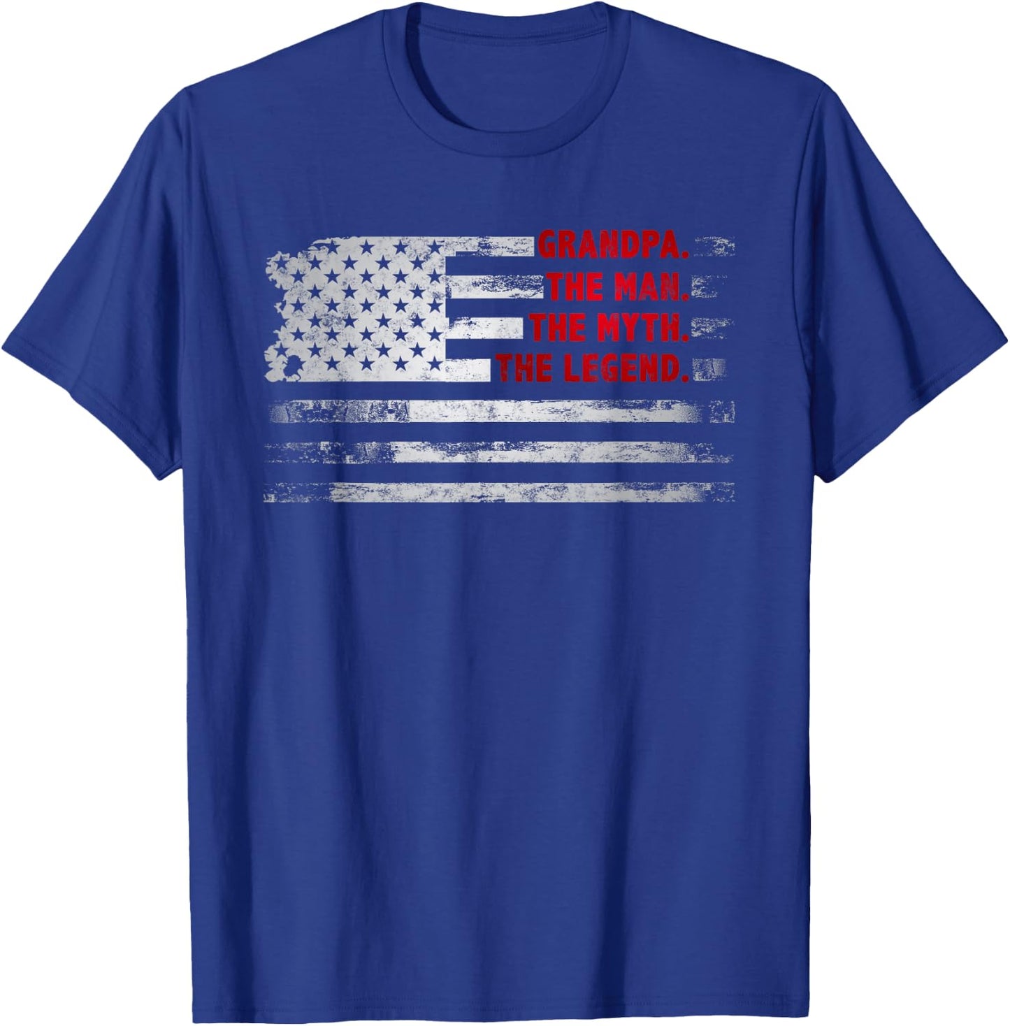 Grandpa The Man Myth Legend American USA Flag Father’s Day T-Shirt - T-Shirt | Royal