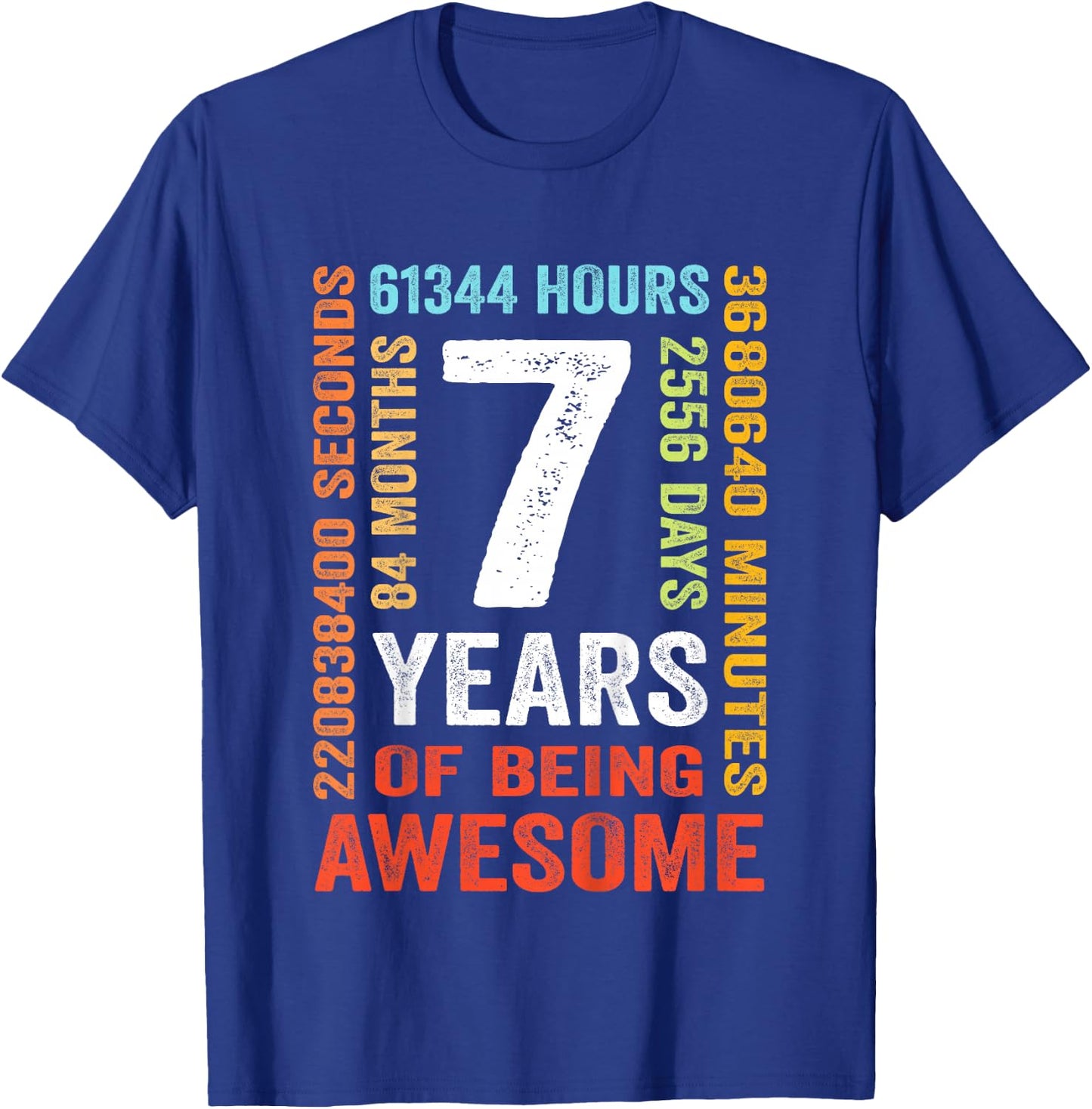 7th Birthday 7 Years Old Vintage Retro 84 Months T-Shirt - T-Shirt | Royal